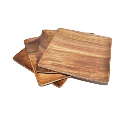 China Disposable Bamboo Wooden Square Charger Dish For Dinner Serving for sale