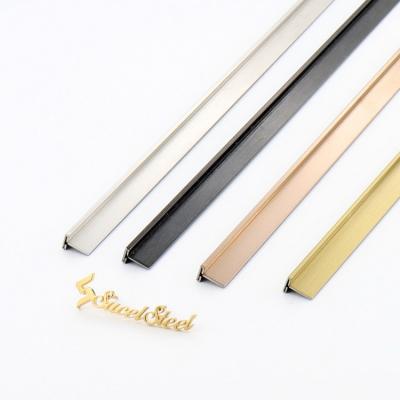 China SUCEL 304 Stainless Steel Metal Strip T Shape Decorative Tile Modern Gold Hairline Molding Edge Trim For Hotel for sale