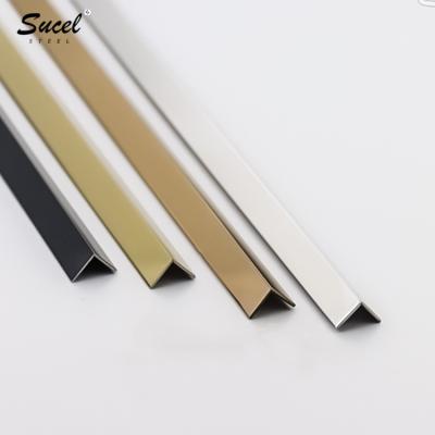 China Modern SUCEL Polished L Pad Trim Stainless Steel Metal Angle Shaped Tile Edge Trim For Wall Flooring for sale