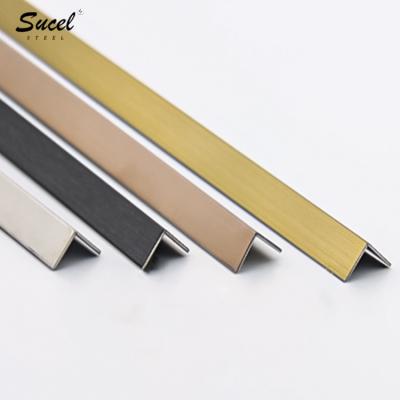 China SUCEL Modern Decorative Self Adhesive Strip 5 Meter Flat Trim Stainless Steel Decor Edge Metal Tile Profile for sale