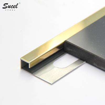 China SUCEL 304 Interior Decor Metal Customized Wall Building Q Ceramic Corner Shape Stainless Steel Tile Edge Trim With Holes for sale