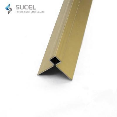 China Modern 304 316 Pvd Brass Color Coated 90 Degree V Groove Curved Stainless Steel U Channel Tile Trims For Corner for sale