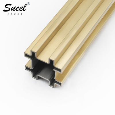 China SUCEL Modern Satin Black Square Light Metal Profile Stainless Steel Half Round Open Narrow Shape Tile Trim For Tile Marble Edge for sale