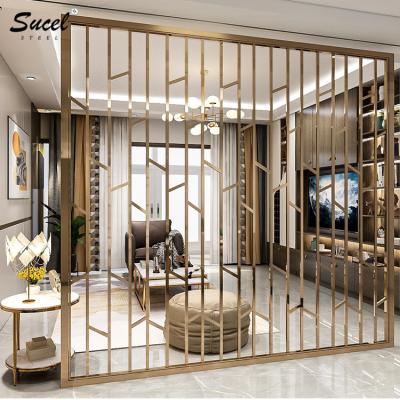 China Durable SUCEL 304 316 Customize Gold Metal Stainless Steel Decorative Screen Doors Room Dividers for sale