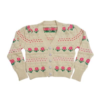 China Factory Sale Anti-Shrink Knitwear Retro Floral Sweater Cardigan Jacket For Women for sale