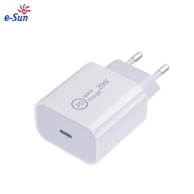 China Mobile Devices .laptop Wall Charger PD 3.0 E-Sun 20W USB C Type C Fast Charging Adapter for Type C Laptop and Phone for sale