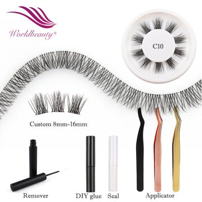 China Softer Loop Private Label Kelly Lash 8mm-16mm 3D Effect C D Precut Segments Group DIY Eyelash Extension for sale