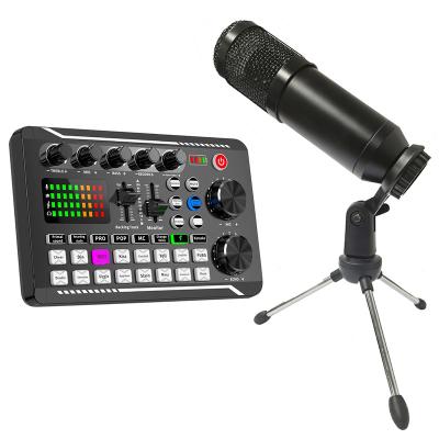 China F998 Portable Audio Interface Mixer BM-800 Condenser Microphone Mic Podcasting Live Streaming External Professional Studio Sound Card for sale