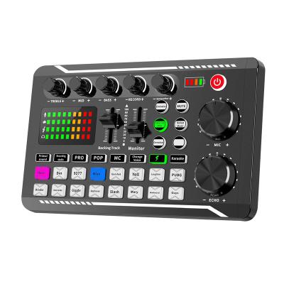 China Portable Popular Hot Selling F998 Audio Sound Cards and Mixers Condenser PC DJ Mixer BM-800 Mic Stand Live Sound Card Set for Recording for sale