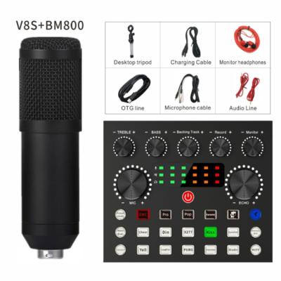 China New Next Portable Professional DJ Mixer Audio Recording USB V8 V8S Sound Card and Microphone BM-800 Kit Sound Card Studio Starter for sale