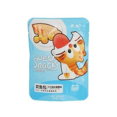 China 2023 Wholesale Cats Pet Food OEM Customized 85g Bag Factory Hot Sale Cat Snack Delicious Salmon Flavored Cat Wet Food Canned Cat for sale