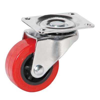 China 1.5/2/2.5/3 Inch Contemporary Light Red Universal Wheel Trolley Cart Shopping Wheel Caster 114007 PU Wheel for sale