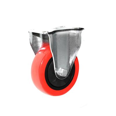 China Contemporary 3 inch, 4 inch and 5 inch pu casters red polyurethane caster directional fixed casters jdb2 fixed casters for sale