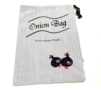 China Reusable Custom Canvas Shopping Tote Bag Rope Handle Potato Onion Eco Friendly Drawstring Bags for sale