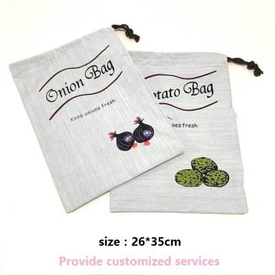 China Rope Handle Stock Potato Onion Drawstring Canvas Reusable Bag Eco Friendly Shopping Tote Bags for sale