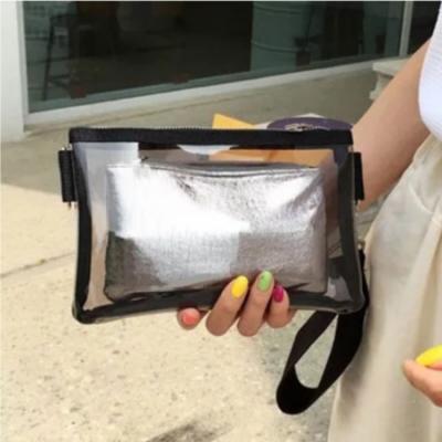 China Transparent Shoulder Bag Korea Fashion Summer Wide Strap PVC Messenger Bags Custom Clear Logo Clutch Shoulder Bags Set for sale