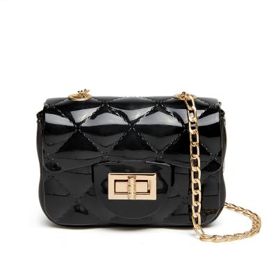 China Custom New PVC Women Shoulder Bags Korean Cute Mini Chain Shoulder Bag Jelly Purses Handbags for sale