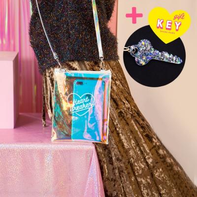 China Cute Holographic PVC Laser Rainbow Women Clear Shoulder Bag Key Heart Custom Bags for sale