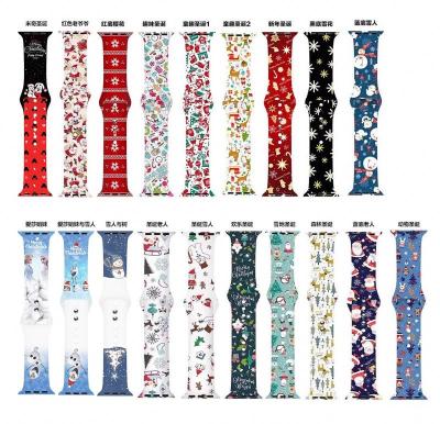 China Fabric Printed Silicone Strap 38mm/40mm/42mm/44mm Apple Watchband For Watch Series Smart Watch Band for sale