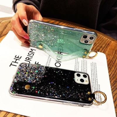 China Epoxy Silicon Case Rubber TPU Star Cell Phone Case For Apple 11Pro/XR/S Max/12 Plus Wristband Bracket Mobile Phone Case for sale