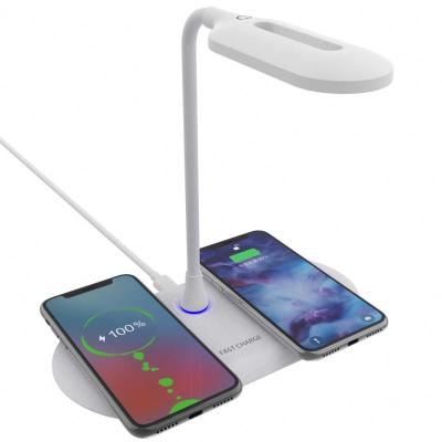 China Mobile Phone Two-in-One Wireless Charger With Light Mobile Phone Base Reading Night Wireless Charging Light for sale