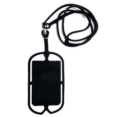 China Universal Decoration Silicone Mobile Phone Neck Strap Lanyard with Credit Card Pocket for sale