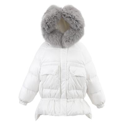 China Feng Feng Wang Hooded Jacket White Ladies Down Jacket Winter Tuxedo Anorak Women Girls Breathable Jacket for sale