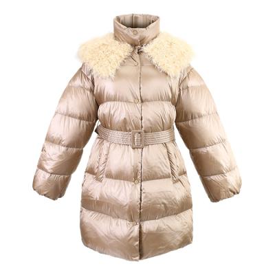 China Feng Feng Wang Girls Winter Anorak Jacket Ladies Breathable Designer Belt Jacket Ladies Down Jacket Long for sale