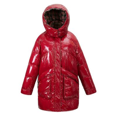 China Feng Feng Wang Girls Winter Ditch Coat Women's Long Breathable Designer Jacket Red Ladies Down Jacket Warm for sale