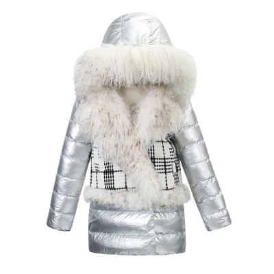 China Feng Feng Wang Ladies Breathable Women Girls Winter Silver Long Hood Warm Down Jacket for sale