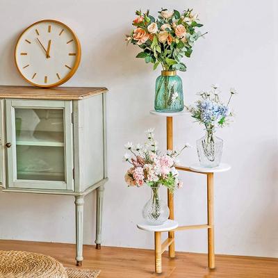 China Modern Pot Display Rack Potted Plant Stand For Flower Display Stand Bamboo Rack for sale