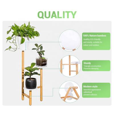 China Century Modern Solid Bamboo Flower Pot Indoor And Outdoor Plant Stand for sale