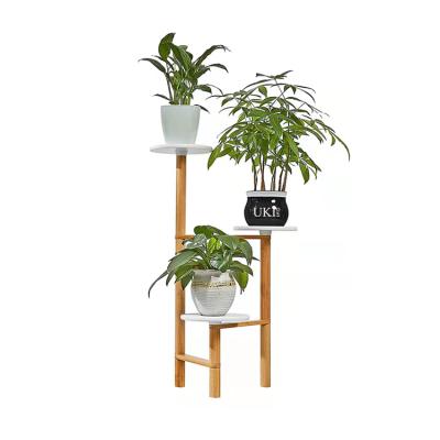 China Ukiok Modern Eco-Friendly Mid Century Modern Outdoor Adjustable Wooden Flower Potted Plant Bamboo Stand For Indoor for sale