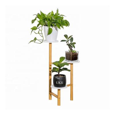 China Modern Customized Nordic Style 3 Layer Indoor Bamboo Flower Pot Floor-standing Removable Rack for sale