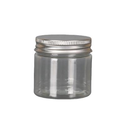 China Food Aluminum Lid Plastic Bottles Pet Transparent Plastic Spiral Cans Food Boxes 60ml Health Products Bottle Mask Face Cream Boxes for sale