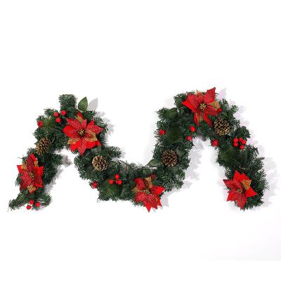 China Christamas Home Decor Mix Pine Leaves Rattan 2M Christmas Garland Leaf Christmas Decoration Garland Vine Green for sale