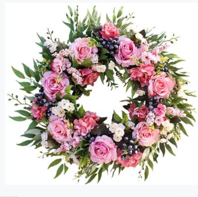 China Natural Vine Front Door Artificial Wedding Decor Rose Flower Christmas Wreath Home Decor Christamas for sale