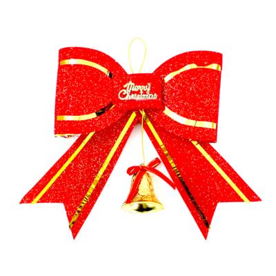 China Wholesale Hot Sell Christmas Christamas Home Decoration PVC Materials Ribbon Bow Red Glitter Bows for sale