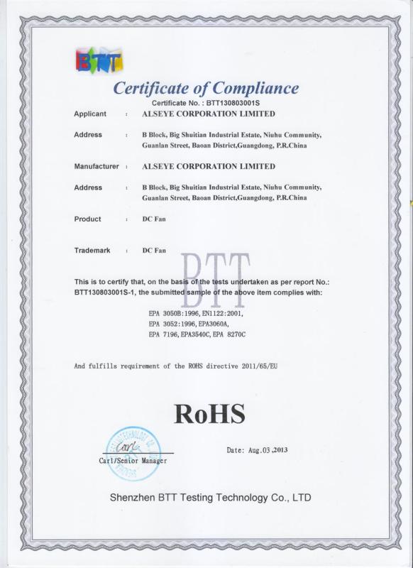 RoHS - Shenzhen Alseye Technology Co., Ltd.