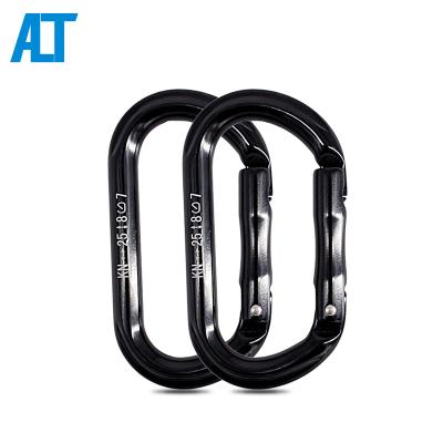 China Outdoor Climbing Activity Ailot 25KN Camping Hook O Shape Aluminum Custom Carabiner Locking Snap Climbing Hook for sale