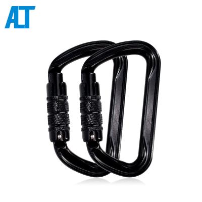 China Outdoor Activity Ailot 30KN Climbing Snap Hook Custom Shaped Locking Aluminum Climbing Clip Carabiner for sale