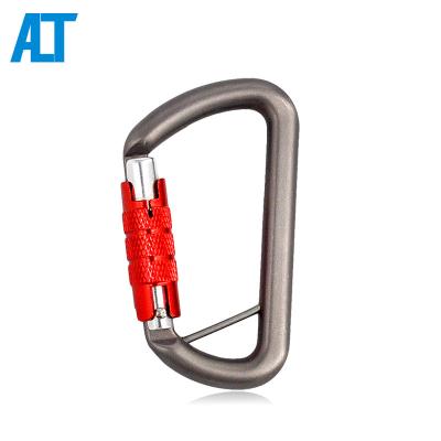 China 8KN Activity Aluminum CE Certified Outdoor Climbing Hook Lanyard Custom Metal Carabiner Self-locking Tool for sale