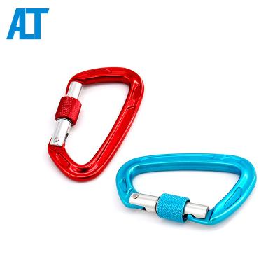 China Outdoor Climbing Activity Ailot 22KN Camping Hook D Shape Raise Locking Hammock Custom Logo Aluminum Carabiner for sale