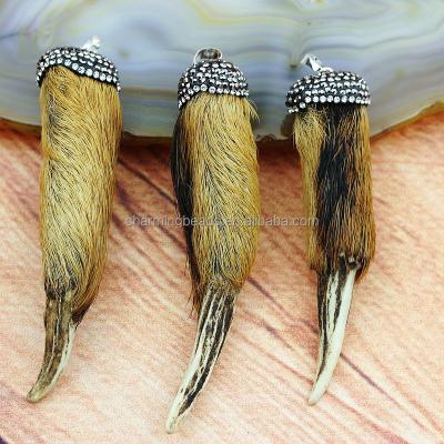 China New Design Horn Jewelry CH-LSP0297 Tibetan Horn Pendant Natural Antler Deer Horn Pave Rhinestone Pendant, Pave Diamond Antler Pendant for sale