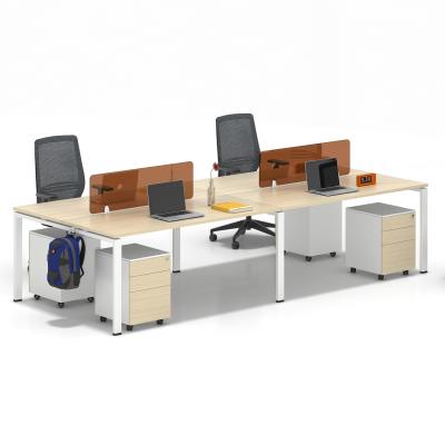 China Modern Modular Staff Office Cubic Wooden Cubicle Partition And Workstations For 4 Person Use Te koop