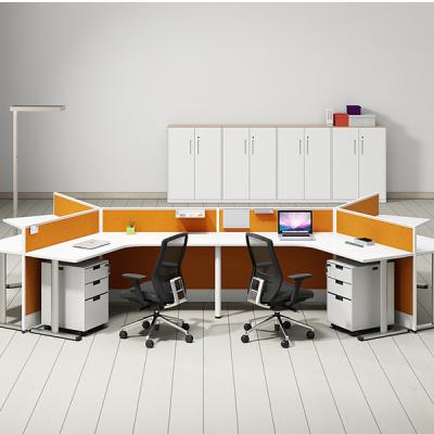 China Latest Style 4 Person Office Cubicle Modern Modular Workstation Cubicle Acoustic Workstation Te koop