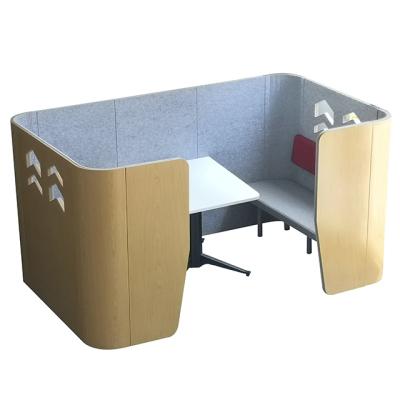 China Regular Modular Collaboration Work Pod Wooden Frame Office Furniture Soundproof Booth en venta