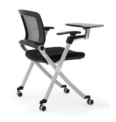 China New Style Foldable Office Chair Foldable Training Desk And Chairs With Notepad for sale