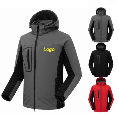 China Custom Windproof Logo Mens Softshell Jackets Waterproof Mow Hooded Coats Outdoor Sports Clothing Thermal Camping Hiking Skiing Hoodies for sale