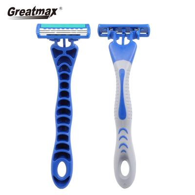 China Greatmax Handle Women Plastic Safety Triple Blade Disposable Blade Maquinilla De Afeitar Desechable 3 Razor Men Shaving Razor for sale